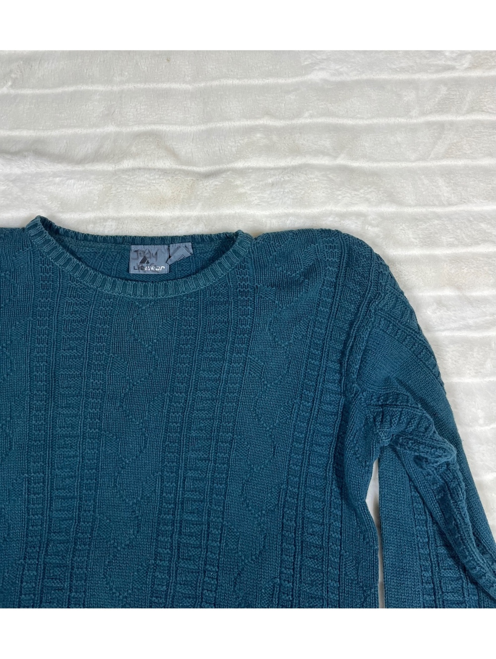 VTG Lizwear S 100% Cotton Dark Teal Boxy Fall Forestcore Casual School Sweater